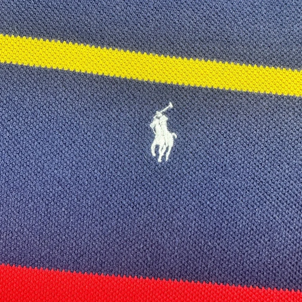 Polo Ralph Lauren‎ Mens 2XLT Tall Navy Blue Red Colorblock Pique Polo Shirt